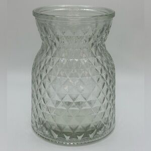 Clear waisted diamond cut vase, vintage inspired.